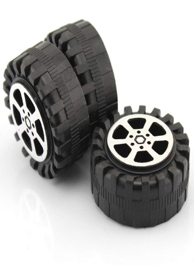 Alextend 4pcs Model Car Wheels 42mm Plastic DIY Toy Wheels Black for 2mm Shaft - Image 2